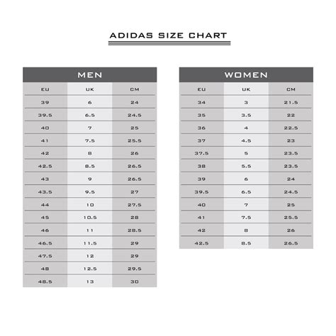 adidas unisex size chart.